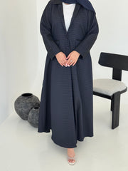 FAB228-Navy Blue Textured Classic Jacquard Abaya with headscarf