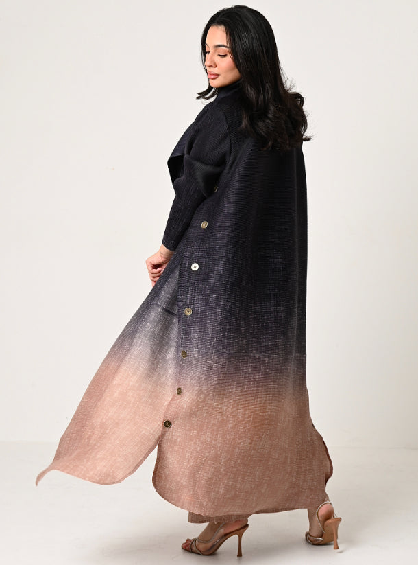 FAB106 - Elegant Charcoal Ombré 2 piece abaya set