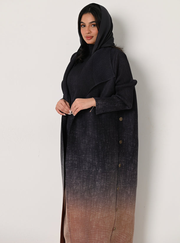 FAB106 - Elegant Charcoal Ombré 2 piece abaya set