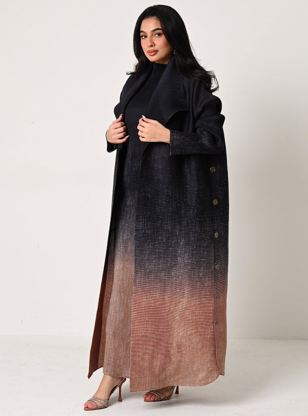 FAB106 - Elegant Charcoal Ombré 2 piece abaya set