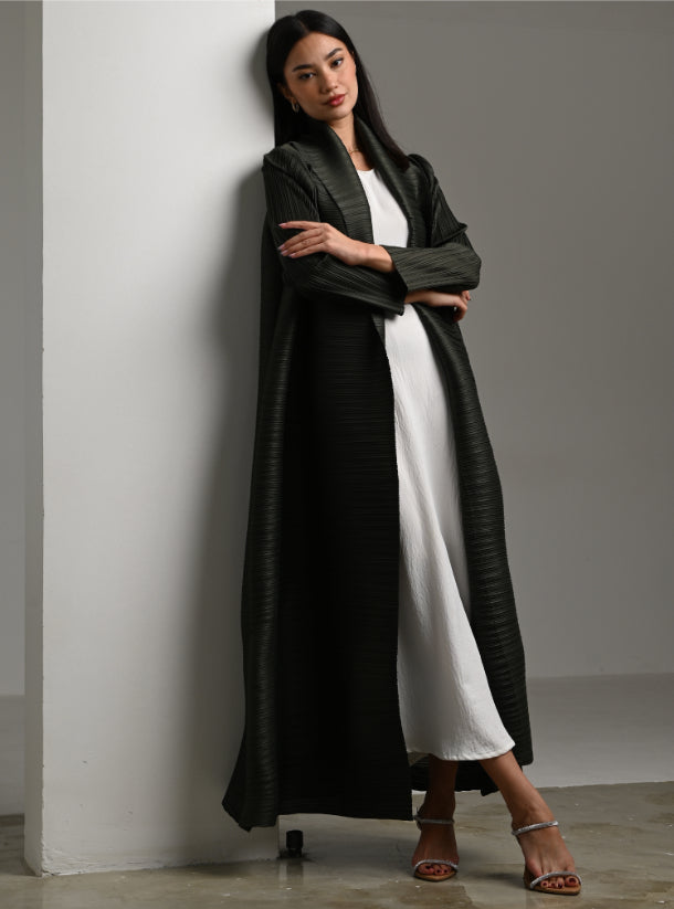 FAB118 - Olive Pleats Abaya