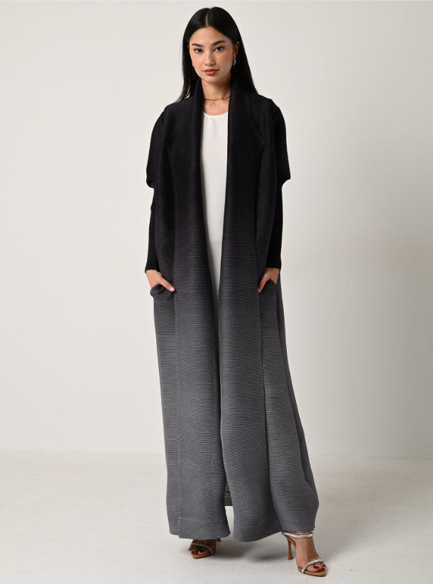 FAB124 - Charcoal Ombré Pleats Abaya
