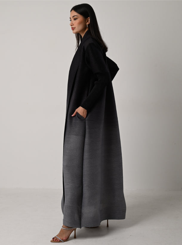 FAB124 - Charcoal Ombré Pleats Abaya