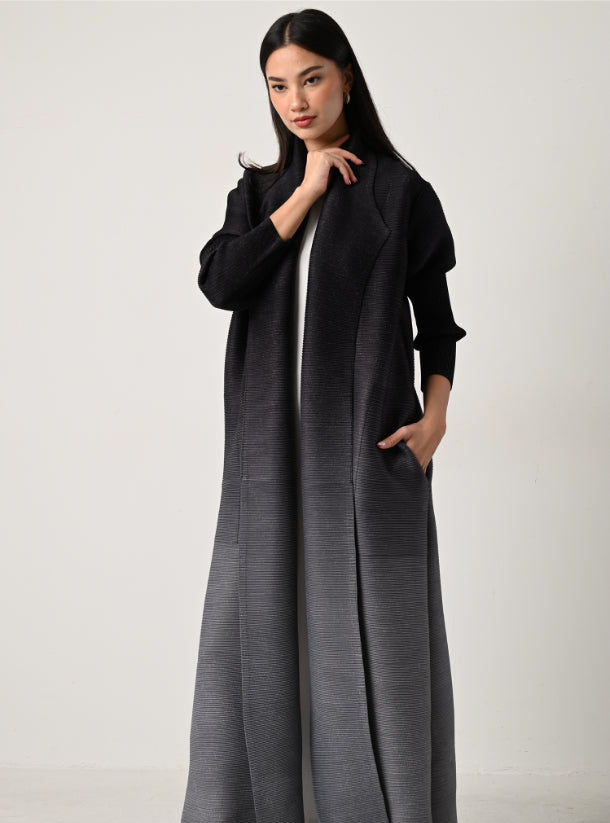 FAB124 - Charcoal Ombré Pleats Abaya