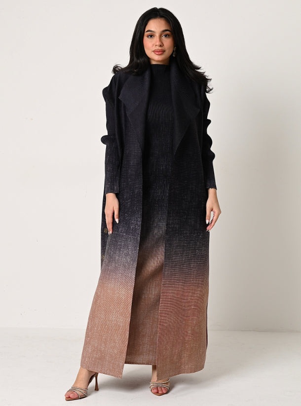 FAB106 - Elegant Charcoal Ombré 2 piece abaya set