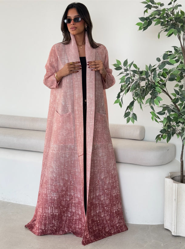 FAB139 - Pink Ombre Pocket Abaya