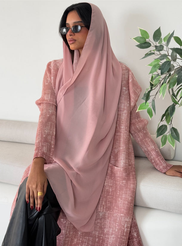 FAB139 - Pink Ombre Pocket Abaya