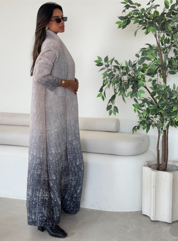 FAB138 - Grey Ombre Pocket Abaya