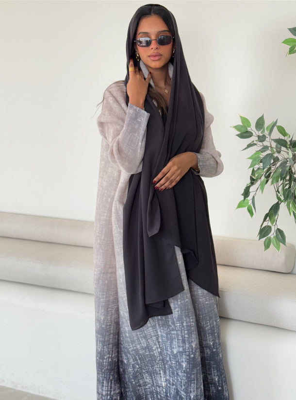 FAB138 - Grey Ombre Pocket Abaya