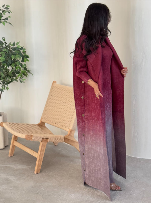 FAB141 - Burgundy Ombre Abaya Set