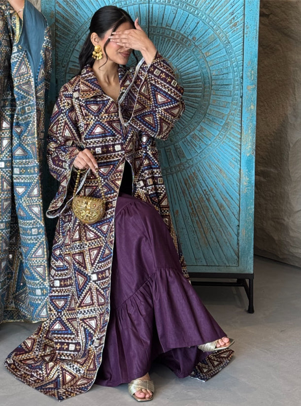 FAB148 - Purple Embroidered two piece Set