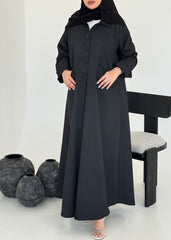 FAB226-Black Textured Classic Jacquard Abaya with headscarf