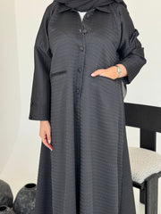 FAB227-Grey Textured Classic Jacquard Abaya with headscarf