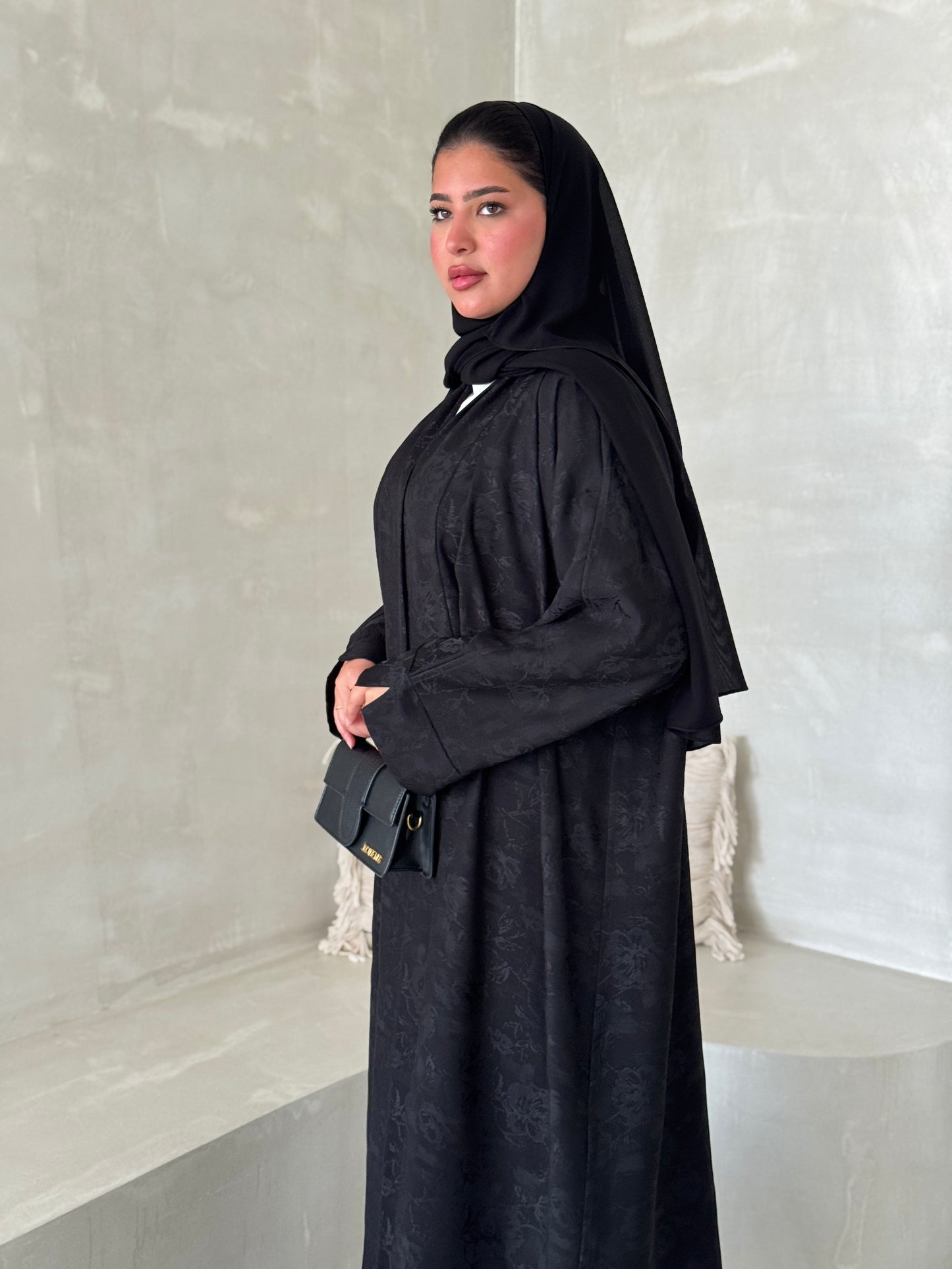FAB193- Black Double-face Crepe Abaya