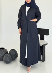 FAB228-Navy Blue Textured Classic Jacquard Abaya with headscarf