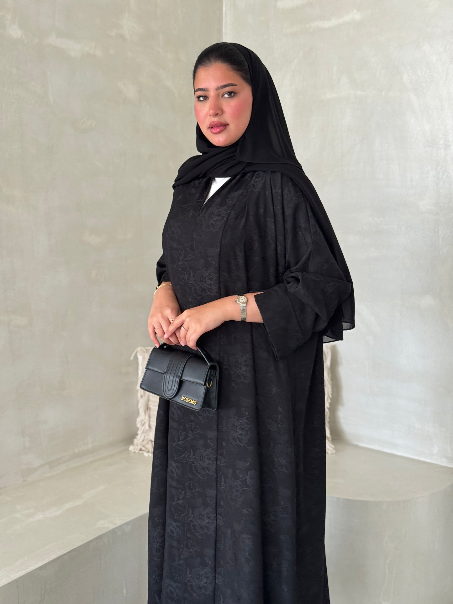 FAB193- Black Double-face Crepe Abaya
