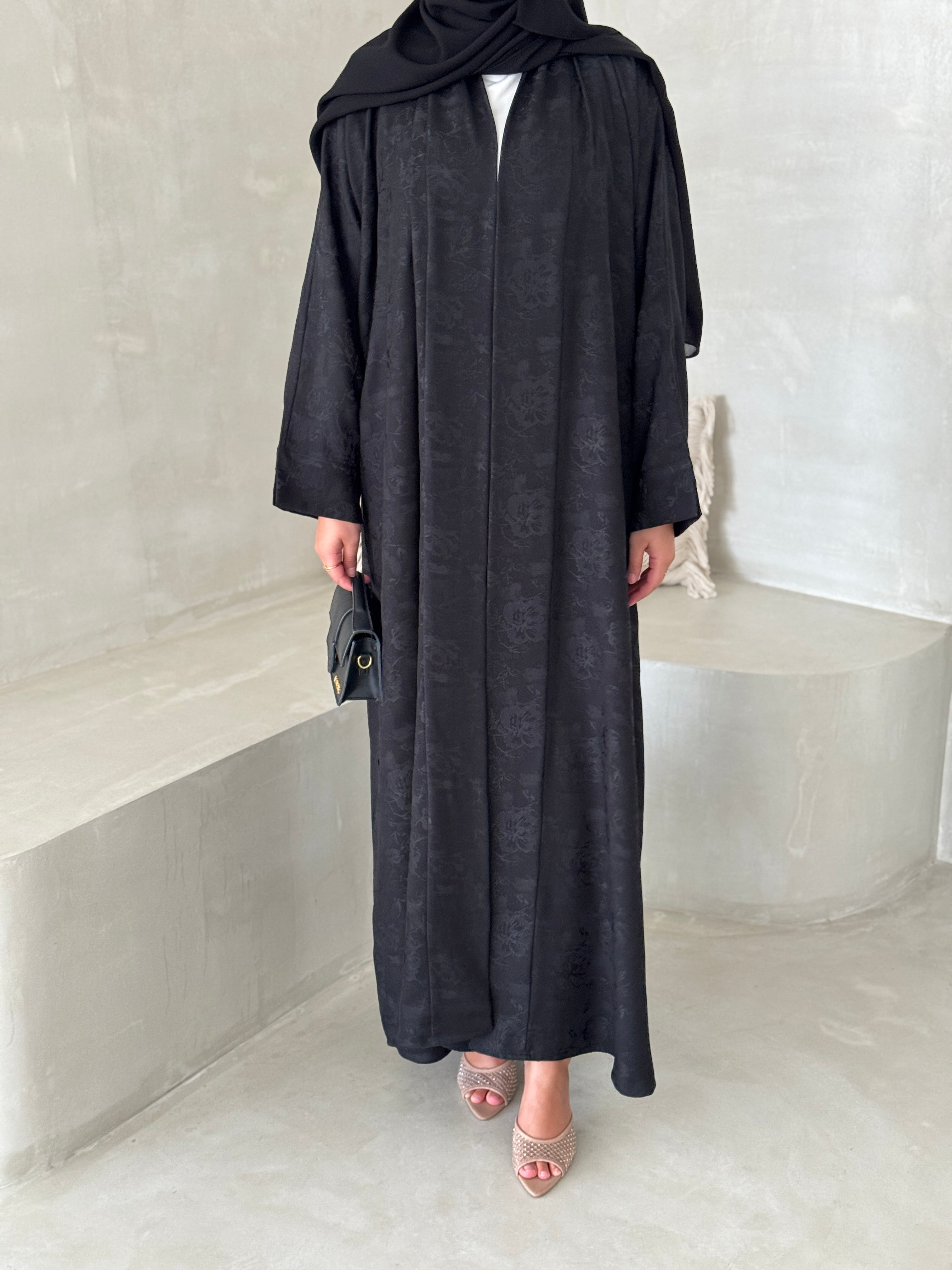 FAB193- Black Double-face Crepe Abaya