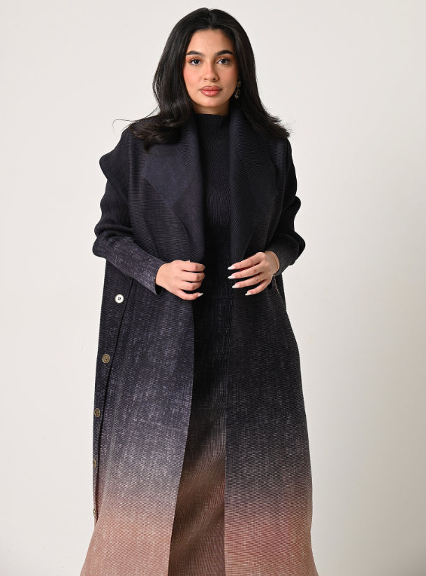 FAB106 - Elegant Charcoal Ombré 2 piece abaya set