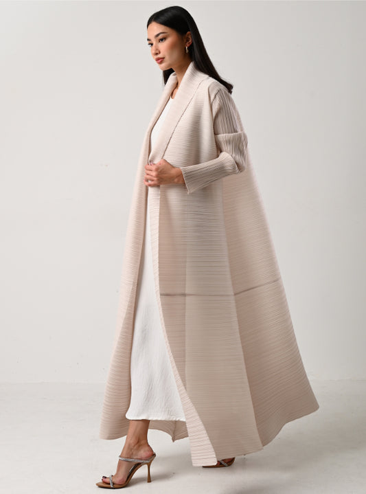 FAB116 - Cream Pleats Abaya