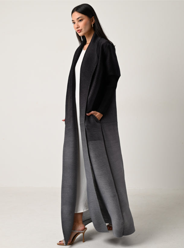 FAB124 - Charcoal Ombré Pleats Abaya