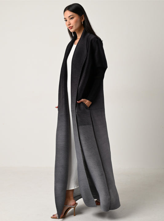 FAB124 - Charcoal Ombré Pleats Abaya