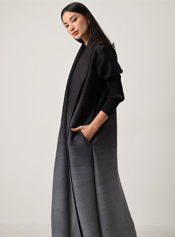 FAB124 - Charcoal Ombré Pleats Abaya