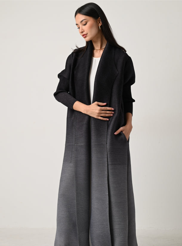 FAB124 - Charcoal Ombré Pleats Abaya