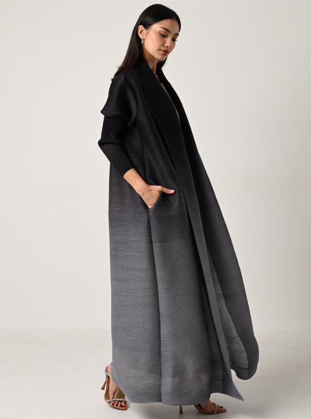 FAB124 - Charcoal Ombré Pleats Abaya