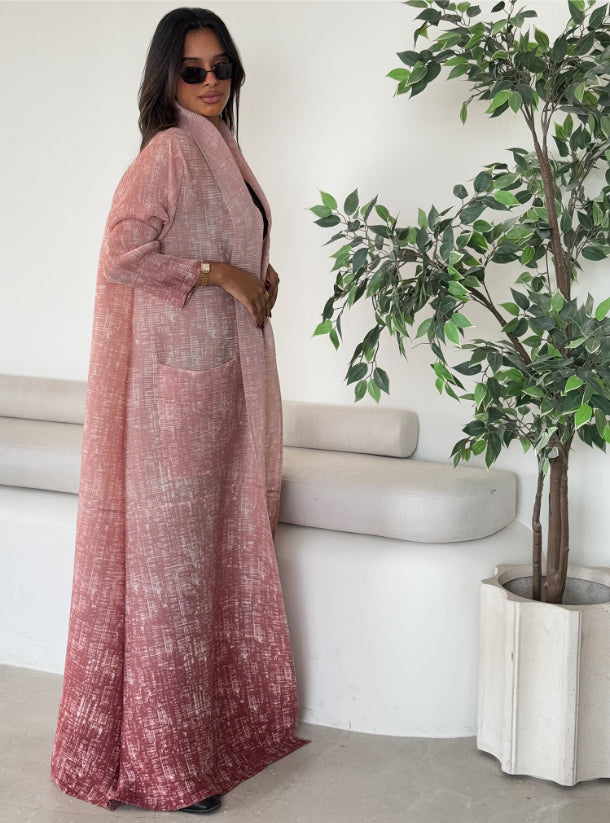 FAB139 - Pink Ombre Pocket Abaya