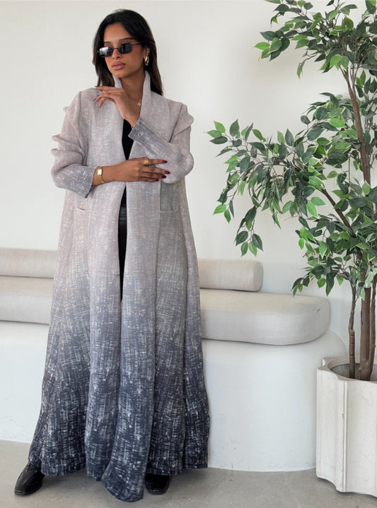FAB138 - Grey Ombre Pocket Abaya
