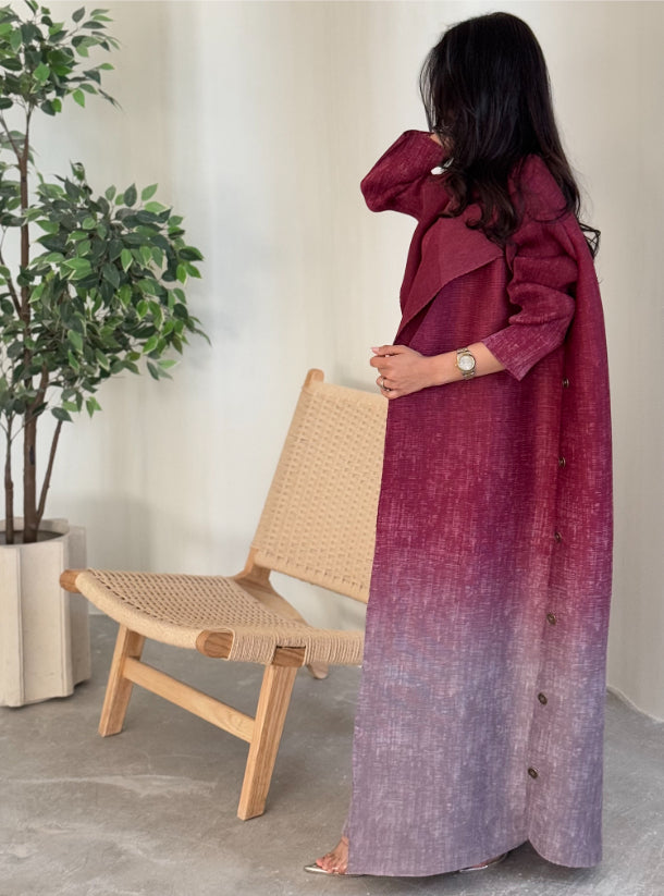 FAB141 - Burgundy Ombre Abaya Set