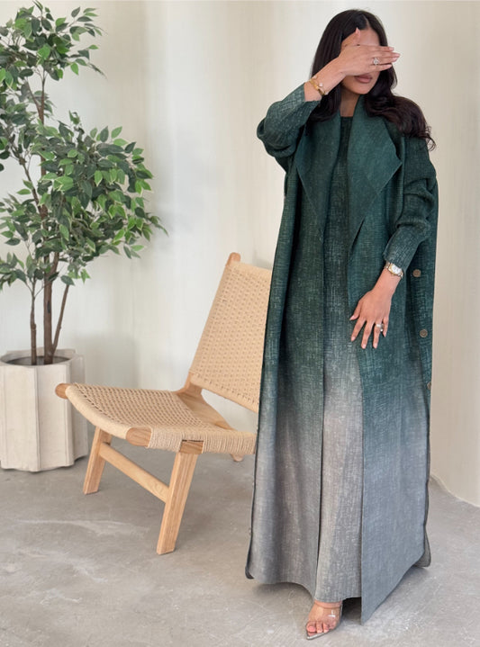FAB140 - Emerald Ombre Abaya Set