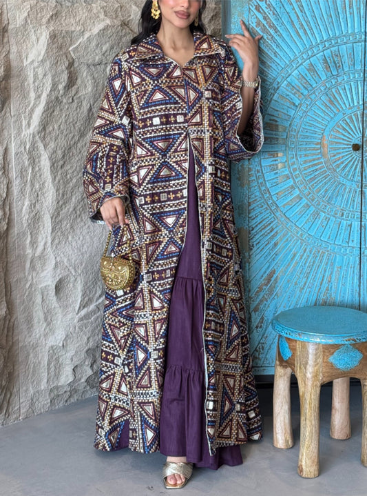 FAB148 - Purple Embroidered two piece Set
