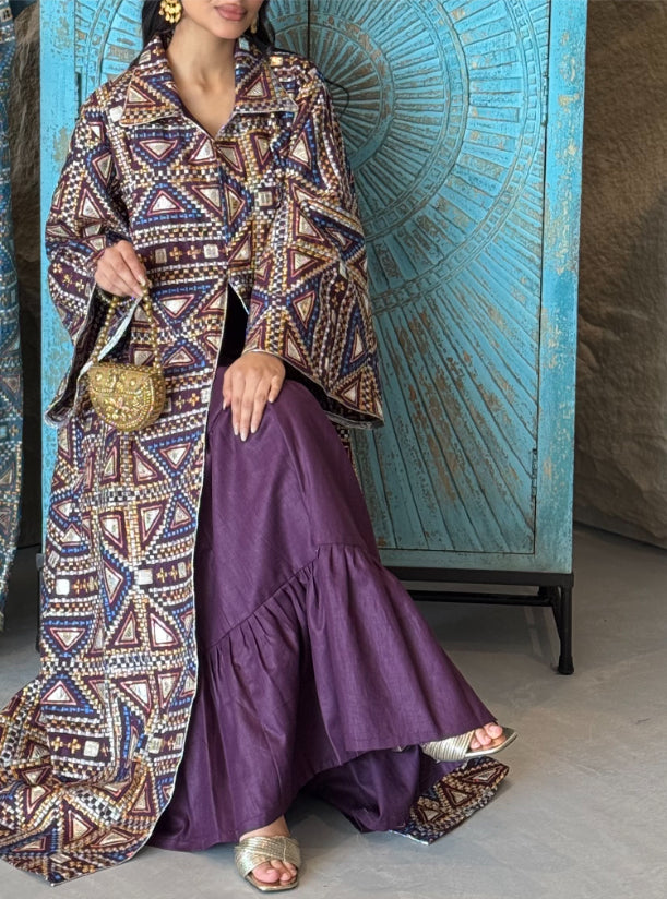 FAB148 - Purple Embroidered two piece Set