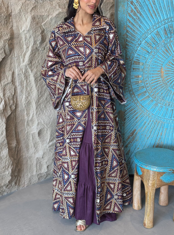 FAB148 - Purple Embroidered two piece Set