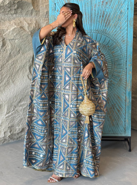 FAB149 - Blue Embroidered Kaftan