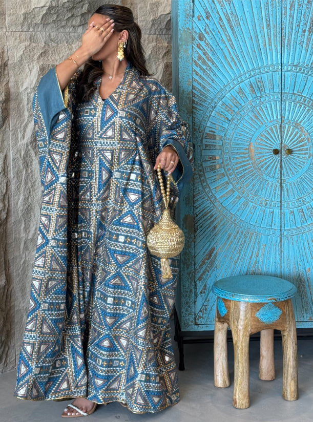 FAB149 - Blue Embroidered Kaftan