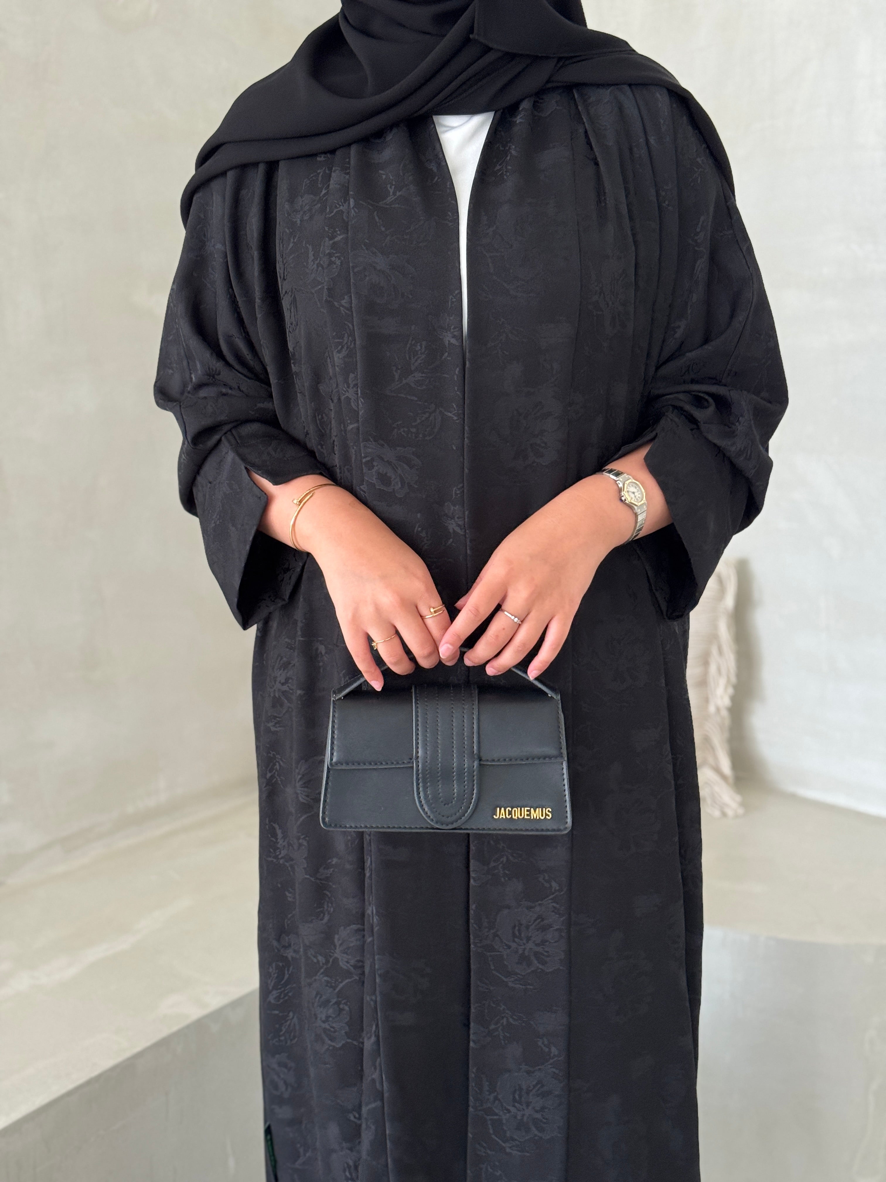 FAB193- Black Double-face Crepe Abaya