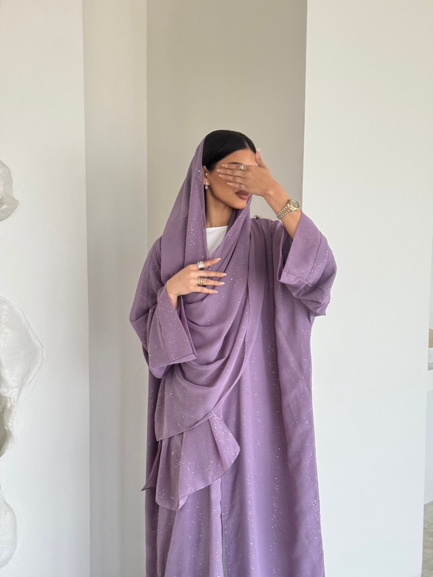 READY TO SHIP- Purple Glitter Chiffon Abaya