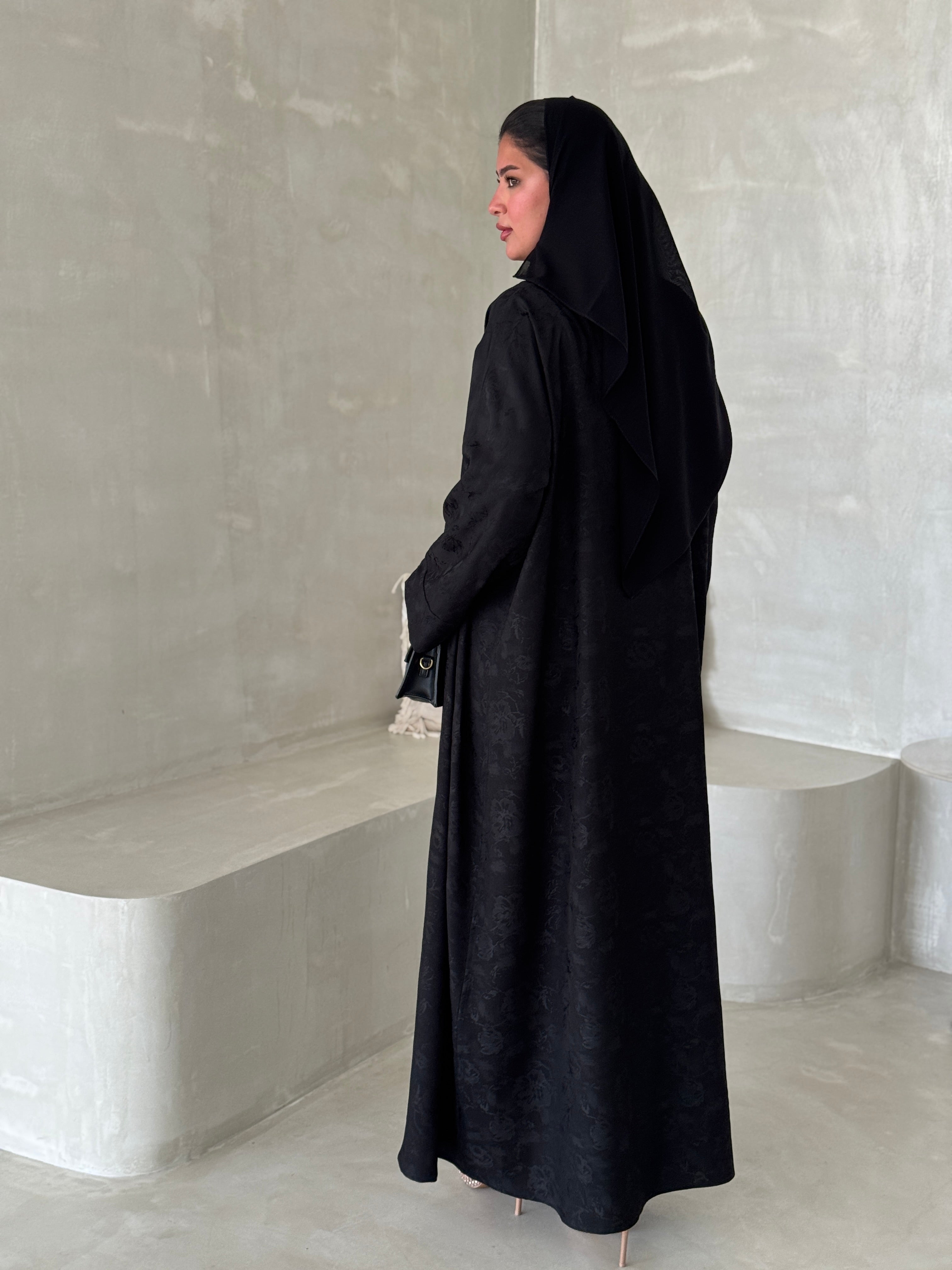 FAB193- Black Double-face Crepe Abaya