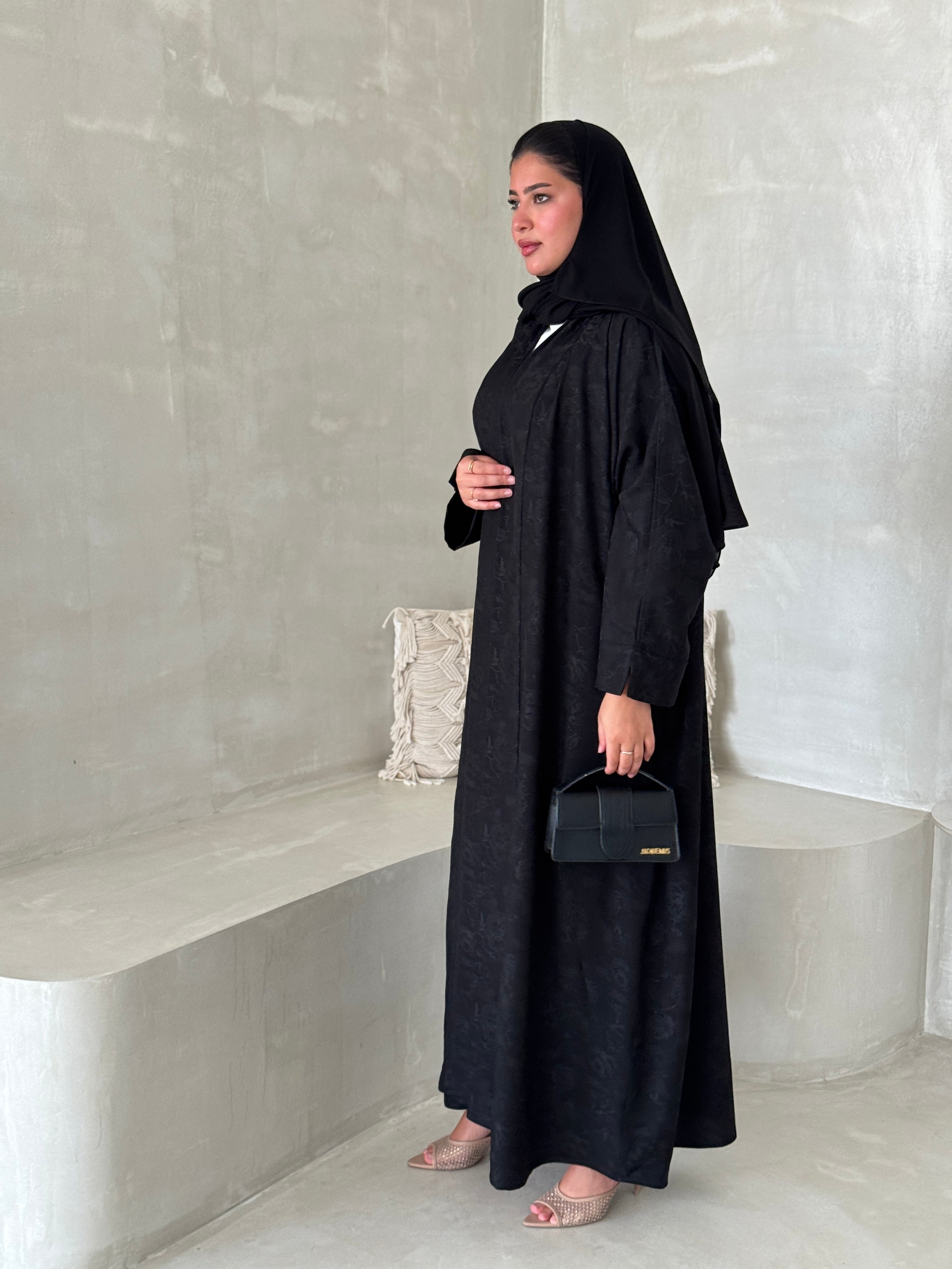 FAB193- Black Double-face Crepe Abaya