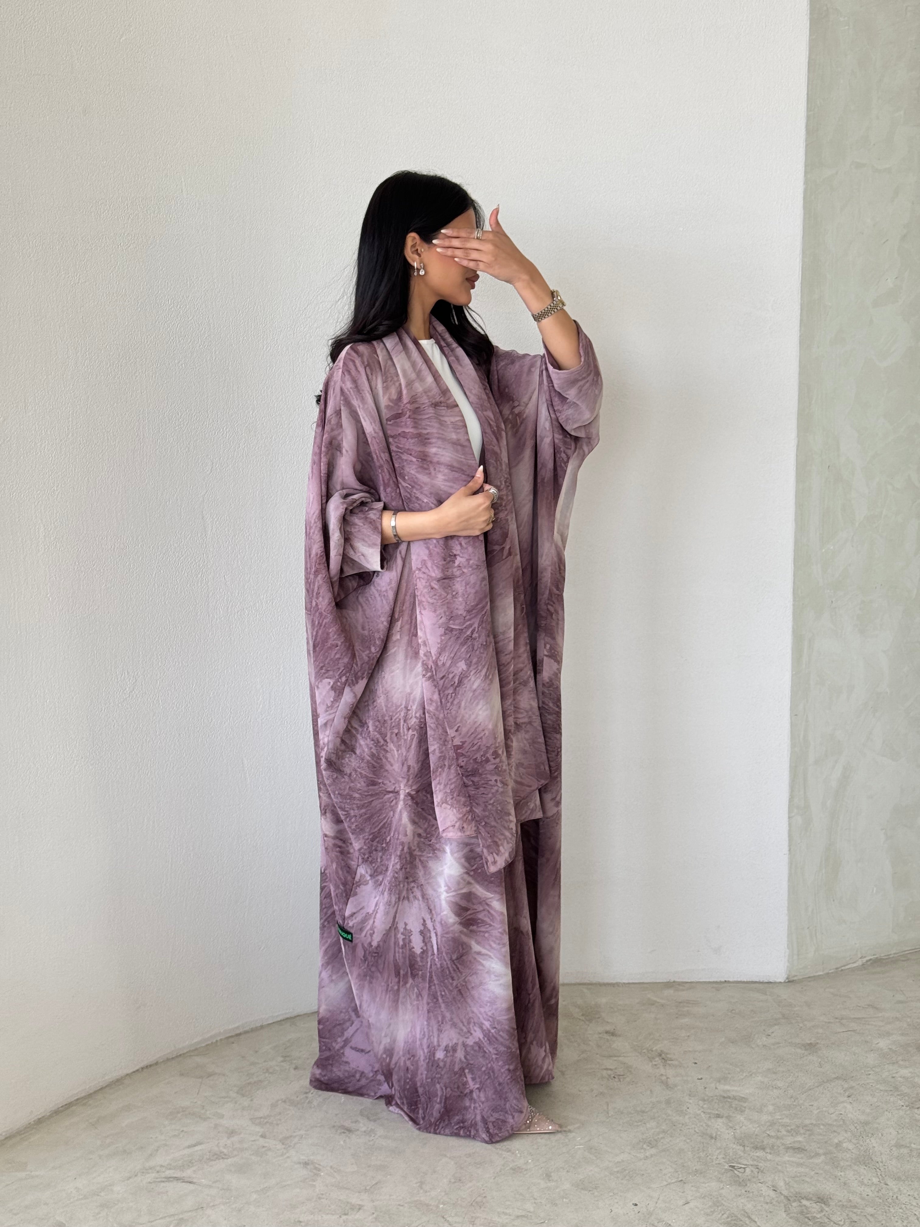 READY TO SHIP- FAB174- Pink Shimmer Chiffon Summer Abaya with matching headscarf